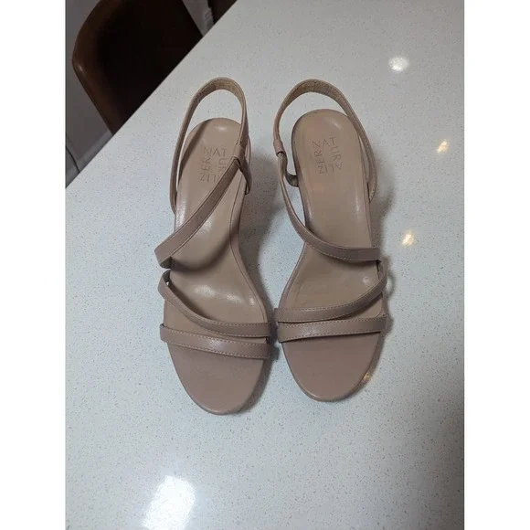 Naturalizer Brenta Sandals Women 10W Tan Strappy Slingback Heels - Picture 1 of 8